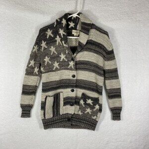 Denim & Supply Ralph Lauren Womens XS Star-Spangled Banner Cardigan Flag Gray